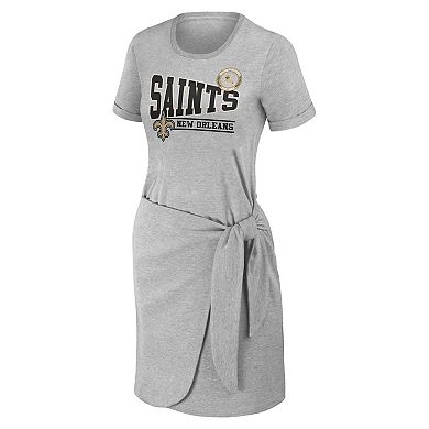 Women's WEAR by Erin Andrews Heather Gray New Orleans Saints Knotted T-Shirt Dress