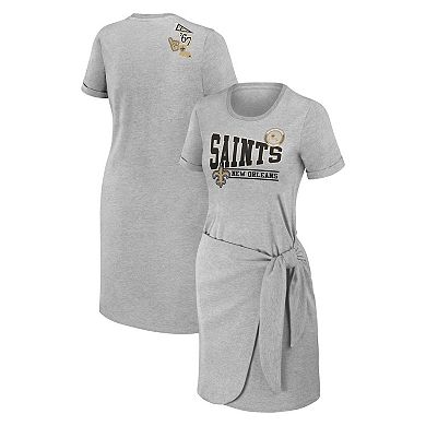 Women's WEAR by Erin Andrews Heather Gray New Orleans Saints Knotted T-Shirt Dress