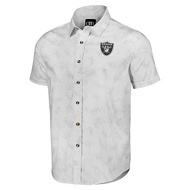 Men's NFL x Darius Rucker Collection by Fanatics White Las Vegas Raiders Woven Short Sleeve Button Up Shirt