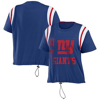 Women's WEAR by Erin Andrews Royal New York Giants Cinched Colorblock T-Shirt