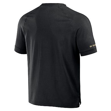 Men's NFL x Darius Rucker Collection by Fanatics Black New Orleans Saints Washed Raglan Henley T-Shirt