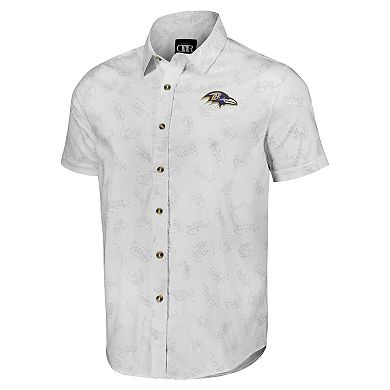 Men's NFL x Darius Rucker Collection by Fanatics White Baltimore Ravens Woven Short Sleeve Button Up Shirt