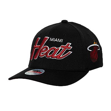 Men's Mitchell & Ness Black Miami Heat MVP Team Script 2.0 Stretch-Snapback Hat