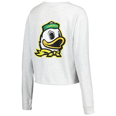 Women's League Collegiate Wear Ash Oregon Ducks Clothesline Midi Long Sleeve Cropped T-Shirt