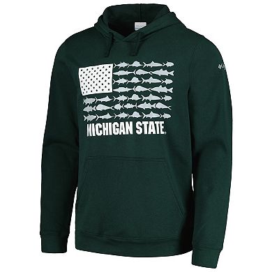 Men's Columbia Green Michigan State Spartans PFG Fish Flag II Pullover Hoodie