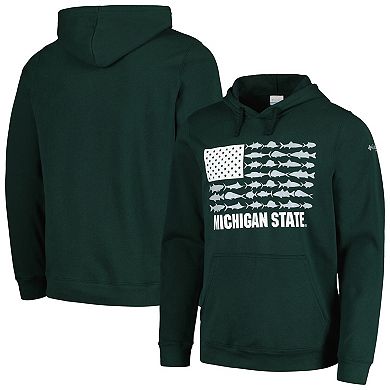 Men's Columbia Green Michigan State Spartans PFG Fish Flag II Pullover Hoodie