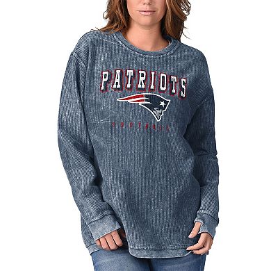 Women's G-III 4Her by Carl Banks Navy New England Patriots Comfy Cord Pullover Sweatshirt