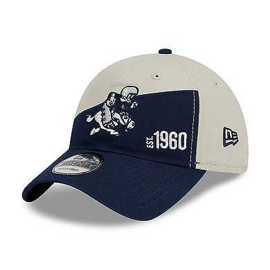 Youth New Era Cream/Navy Dallas Cowboys 2023 Sideline Historic 9TWENTY Adjustable Hat