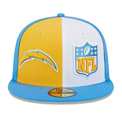 Men's New Era  Gold/Powder Blue Los Angeles Chargers 2023 Sideline 59FIFTY Fitted Hat