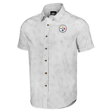 Men's NFL x Darius Rucker Collection by Fanatics White Pittsburgh Steelers Woven Short Sleeve Button Up Shirt