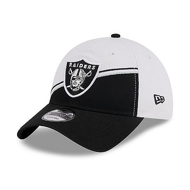 Youth New Era  White/Black Las Vegas Raiders 2023 Sideline 9TWENTY Adjustable Hat