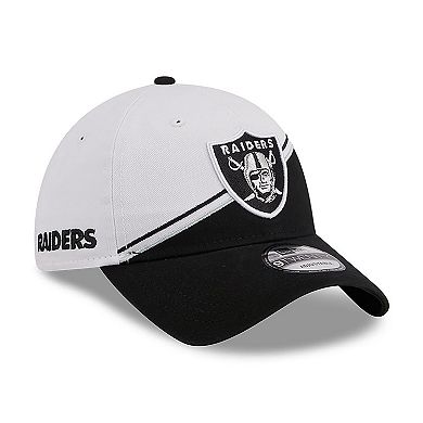 Youth New Era  White/Black Las Vegas Raiders 2023 Sideline 9TWENTY Adjustable Hat