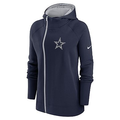 Women's Nike  Navy Dallas Cowboys Asymmetrical Raglan Full-Zip Hoodie