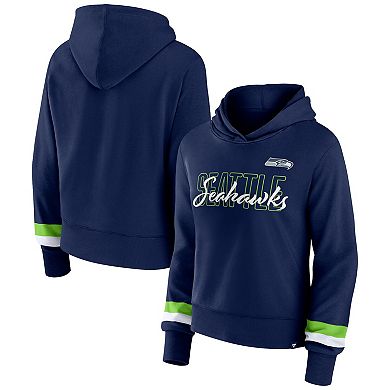 Women's Fanatics Branded College Navy Seattle Seahawks Over Under Pullover Hoodie