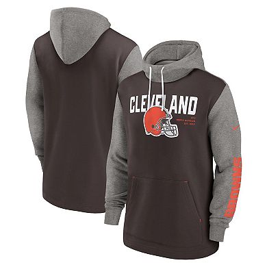 Men's Nike Brown Cleveland Browns Fashion Color Block Pullover Hoodie