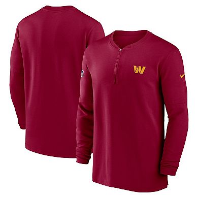 Men's Nike  Burgundy Washington Commanders 2023 Sideline Performance Long Sleeve Quarter-Zip Top