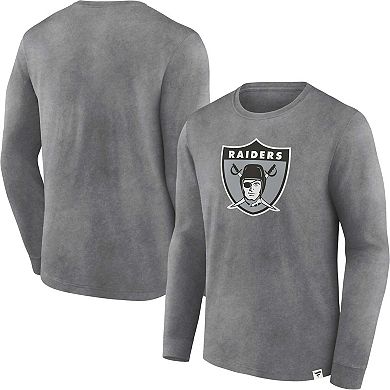 Men's Fanatics Branded  Heather Charcoal Las Vegas Raiders Washed Primary Long Sleeve T-Shirt