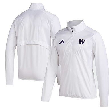 Men's adidas White Washington Huskies Sideline AEROREADY Raglan Sleeve Quarter-Zip Jacket