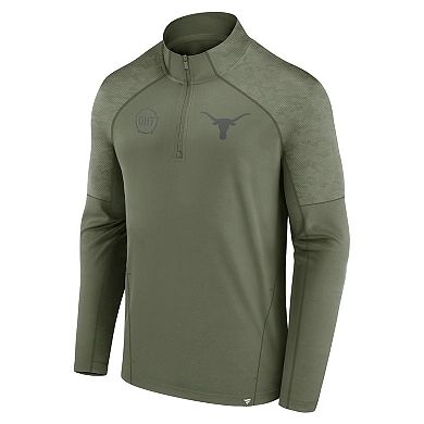 Men's Fanatics Branded Olive Texas Longhorns OHT Military Appreciation Titan Raglan Quarter-Zip Jacket