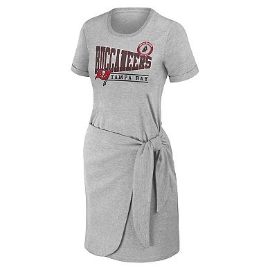 Women's WEAR by Erin Andrews Heather Gray Tampa Bay Buccaneers Knotted T-Shirt Dress