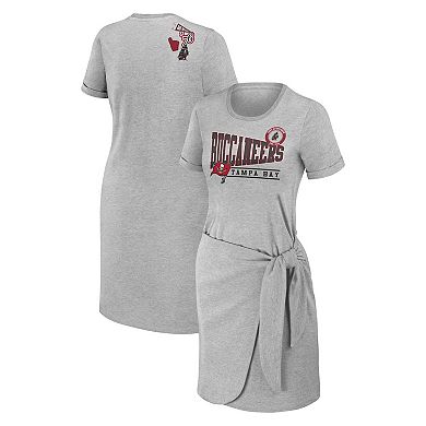 Women's WEAR by Erin Andrews Heather Gray Tampa Bay Buccaneers Knotted T-Shirt Dress