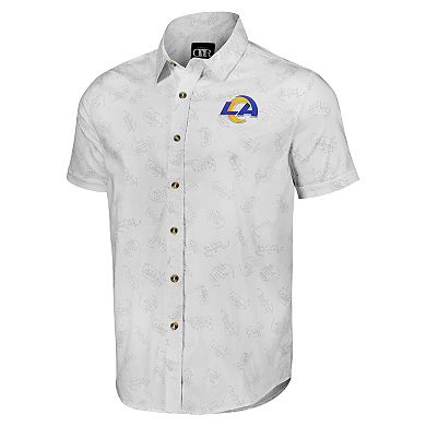 Men's NFL x Darius Rucker Collection by Fanatics White Los Angeles Rams Woven Short Sleeve Button Up Shirt