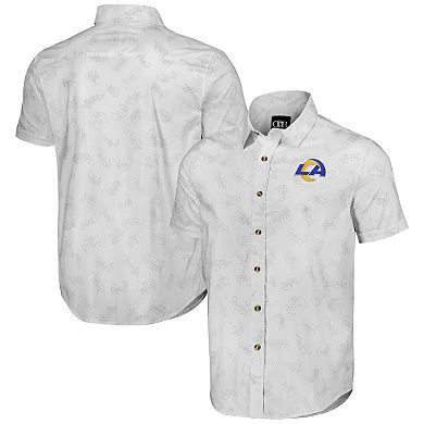 Men's NFL x Darius Rucker Collection by Fanatics White Los Angeles Rams Woven Short Sleeve Button Up Shirt