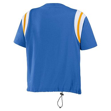 Women's WEAR by Erin Andrews Powder Blue Los Angeles Chargers Cinched Colorblock T-Shirt