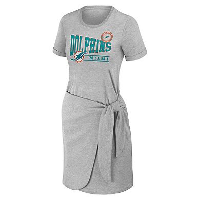 Women's WEAR by Erin Andrews Heather Gray Miami Dolphins  Knotted T-Shirt Dress