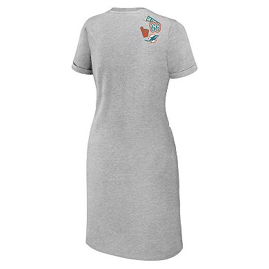 Women's WEAR by Erin Andrews Heather Gray Miami Dolphins  Knotted T-Shirt Dress