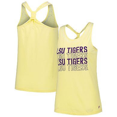Women's League Collegiate Wear Gold LSU Tigers Stacked Name Racerback Tank Top