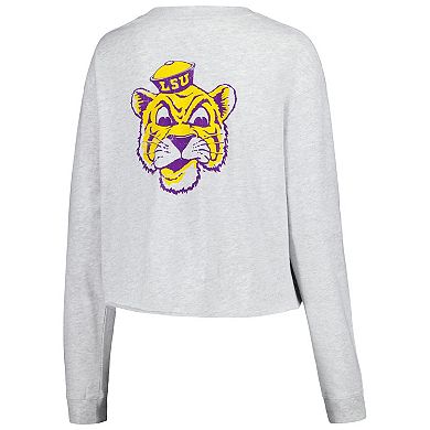 Women's League Collegiate Wear Ash LSU Tigers Clothesline Midi Long Sleeve Cropped T-Shirt