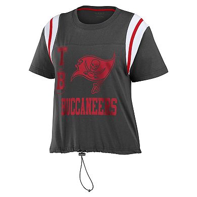 Women's WEAR by Erin Andrews Pewter Tampa Bay Buccaneers Cinched Colorblock T-Shirt
