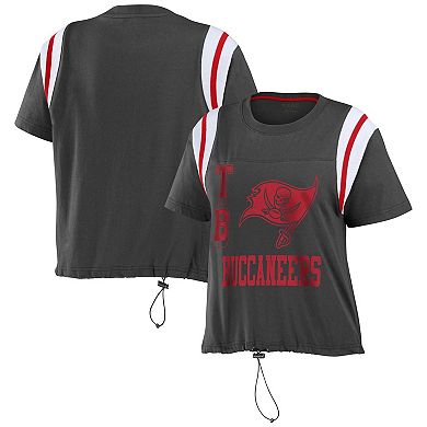 Women's WEAR by Erin Andrews Pewter Tampa Bay Buccaneers Cinched Colorblock T-Shirt