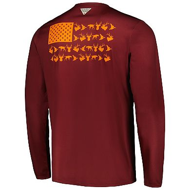 Men's Columbia Maroon Virginia Tech Hokies Terminal Shot Omni-Shade Long Sleeve T-Shirt