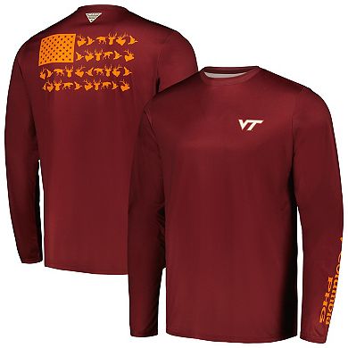 Men's Columbia Maroon Virginia Tech Hokies Terminal Shot Omni-Shade Long Sleeve T-Shirt