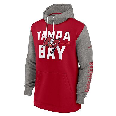 Men's Nike Red Tampa Bay Buccaneers Fashion Color Block Pullover Hoodie