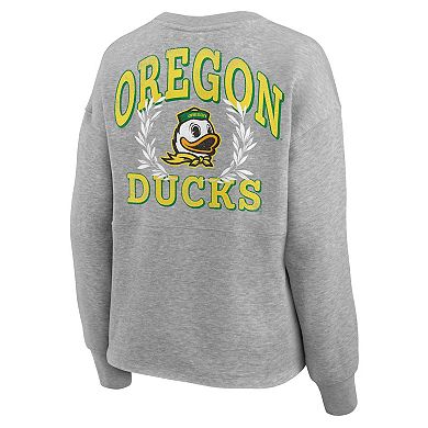 Women's Fanatics Branded Heather Gray Oregon Ducks Ready Play Crew Pullover Sweatshirt