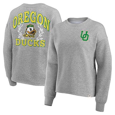 Women's Fanatics Branded Heather Gray Oregon Ducks Ready Play Crew Pullover Sweatshirt