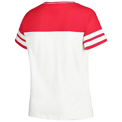 Women's Profile  White/Scarlet Nebraska Huskers Plus Size Field Game V-Neck T-Shirt