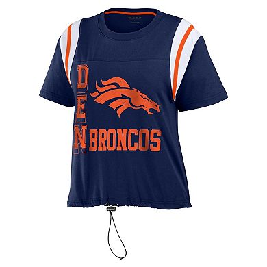 Women's WEAR by Erin Andrews Navy Denver Broncos Cinched Colorblock T-Shirt