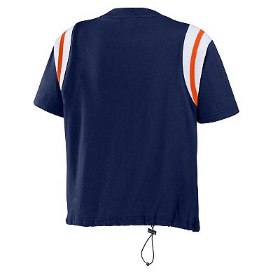 Women's WEAR by Erin Andrews Navy Denver Broncos Cinched Colorblock T-Shirt