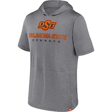 Men's Fanatics Branded Heather Gray Oklahoma State Cowboys Modern Stack Hoodie T-Shirt