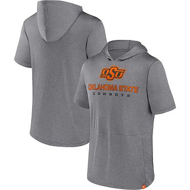 Men's Fanatics Branded Heather Gray Oklahoma State Cowboys Modern Stack Hoodie T-Shirt