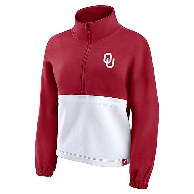 Women's Fanatics Branded Crimson Oklahoma Sooners Fleece Half-Zip Jacket