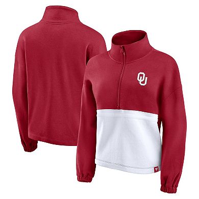 Women's Fanatics Branded Crimson Oklahoma Sooners Fleece Half-Zip Jacket