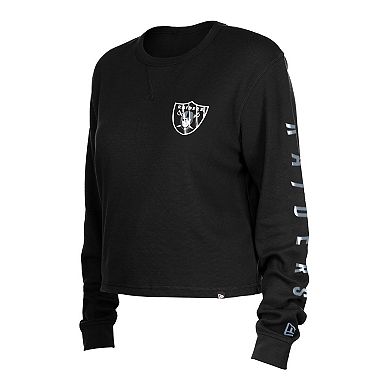 Women's New Era  Black Las Vegas Raiders Thermal Crop Long Sleeve T-Shirt