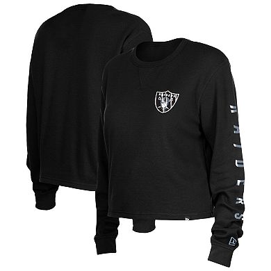 Women's New Era  Black Las Vegas Raiders Thermal Crop Long Sleeve T-Shirt