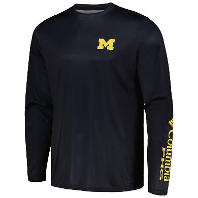 Men's Columbia Navy Michigan Wolverines Terminal Shot Omni-Shade Long Sleeve T-Shirt