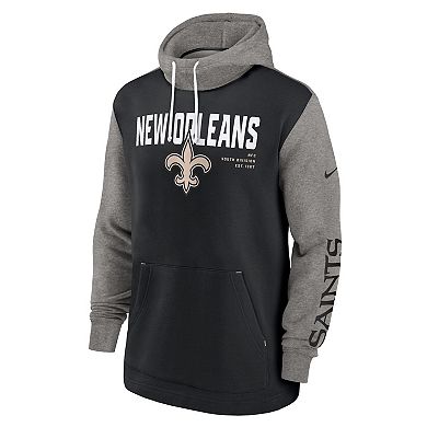Men's Nike Black New Orleans Saints Fashion Color Block Pullover Hoodie